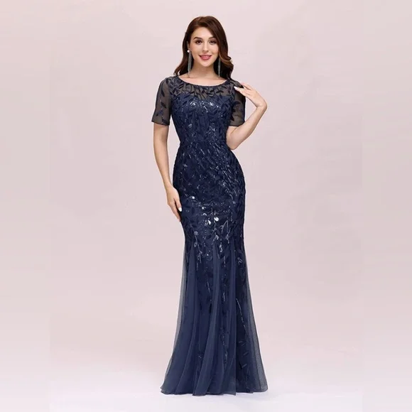 chinese dress ladies Ever-Pretty Shop Plus Size Sleeveless Sequin Leaf Floor Length Formal Evening Dress